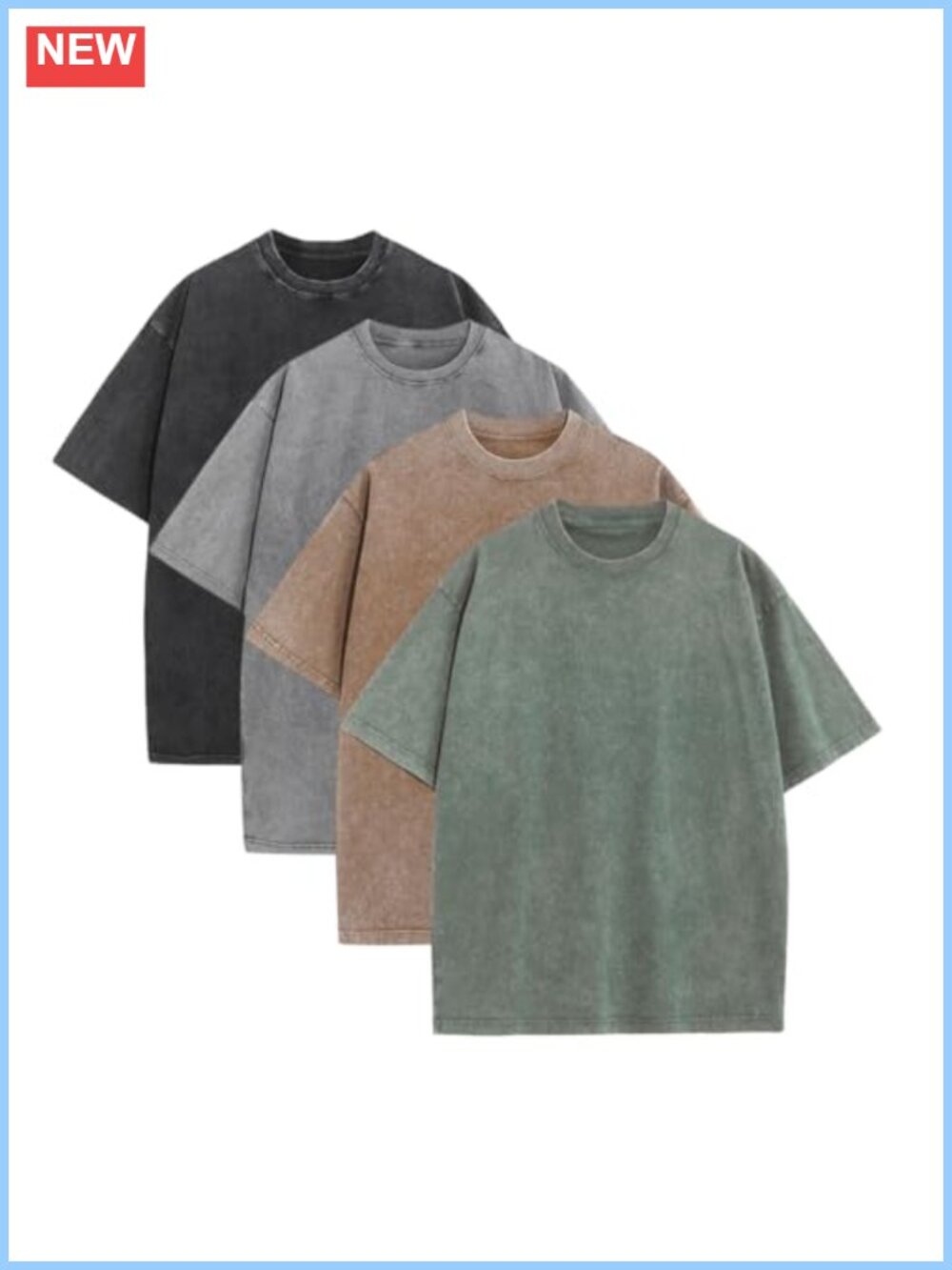 Oversized Heavyweight Cotton T-Shirt Men Vintage Acid Wash Gym Tee